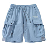 Multi-Pocket Decoration Solid Color Cargo Shorts