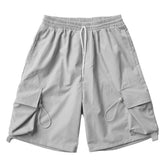Retro Solid Color Straight Cargo Shorts