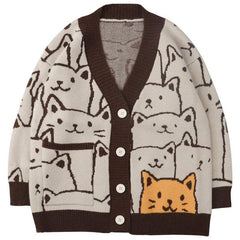 Buttoned Front Pocket Knitted Sweater