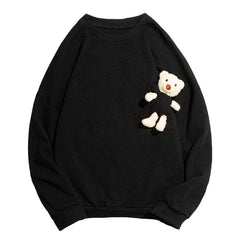 Teddy Patchwork Round Collar Sweatshirt