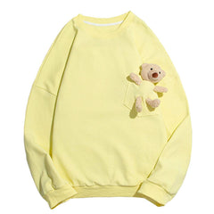 Teddy Patchwork Round Collar Sweatshirt