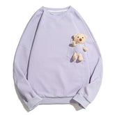 Teddy Patchwork Round Collar Sweatshirt
