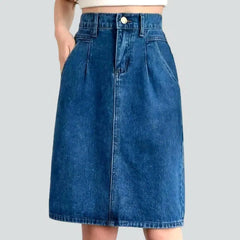 90s pleated-waistline denim skirt for women