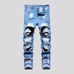 Skinny patchwork jeans for men