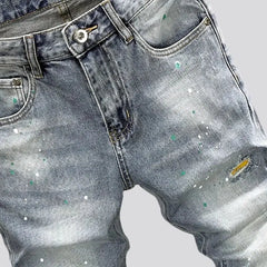 Skinny color men's patches jeans