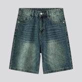 Sanded baggy jean shorts for men