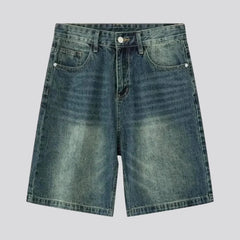Sanded baggy jean shorts for men