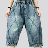 Sanded baggy jeans shorts for ladies
