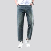 Sanded straight jeans for men