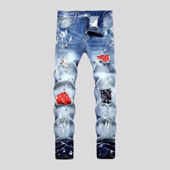 Sanded white-stains jeans for men