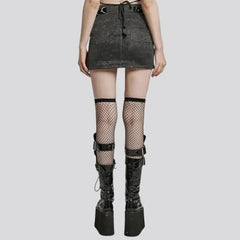 Grey gothic jean skirt for ladies