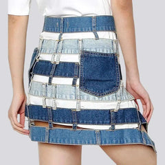 Fashion patchwork denim skirt for women