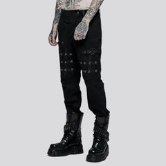 Mixed-fabrics rivet jeans for men