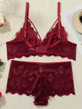 Sexy Burgundy Deep V Lace Bra