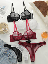Sexy Sheer Mesh Striped Bra