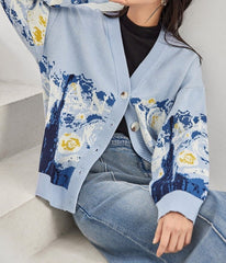 Van Gogh Starry Night Knitted Cardigan sweater