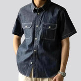 Short-sleeves men's jean shirt