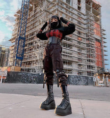 Buckle Tape Belts Cargo Pants