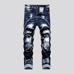 Skinny patchwork jeans for men