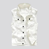 Slim white men's jeans vest