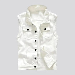 Slim white men's jeans vest