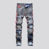 Street ornament jeans for men