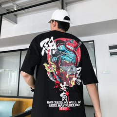 Streetwear Classic Japanese Ninja Graffiti Printed Stylish Tee