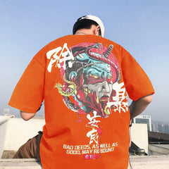 Streetwear Classic Japanese Ninja Graffiti Printed Stylish Tee