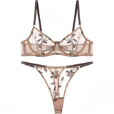 Stylish European Lace Sheer Embroidery Underwire Bra
