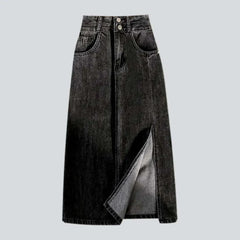 Vintage double waistband denim skirt for women