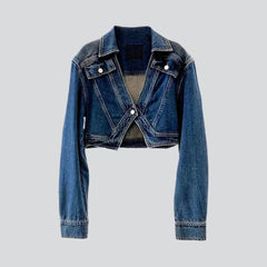 Vintage v-neck jean jacket for ladies