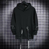 Black Hooded Long Streamer Stylish Hoodie