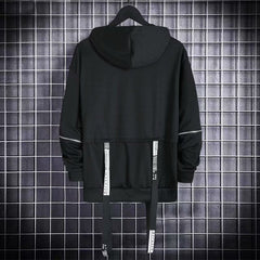 Black Hooded Long Streamer Stylish Hoodie