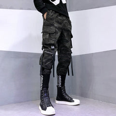 Camouflage Slim Fit Strapped Overalls Cargo Pants