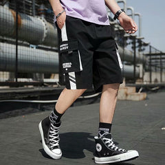 Casual Pocket Black/White Shorts Pants