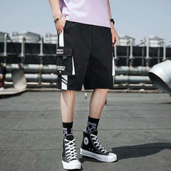 Casual Pocket Black/White Shorts Pants
