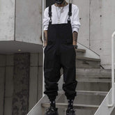 Dark Creative Belt Overalls Pants