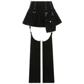 Dark Irregular Detachable Rivets Pants