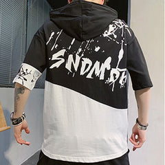 Double Color Stitching Hooded Tee