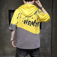 Double Color Stitching Hooded Tee