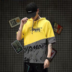 Double Color Stitching Hooded Tee