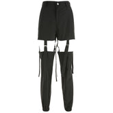 Function Punk Hollow Out Ribbons Pants