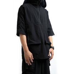 High Zipper Half Sleeve Tee