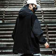 Hip Hop Embroidered Patchwork Hoodie