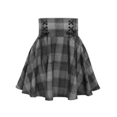 Plaid Lace High Waist Up Skirt