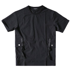 Stitching T-shirt Men's Fashion Strapped Techwear Style Tee