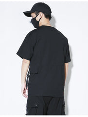 Stitching T-shirt Men's Fashion Strapped Techwear Style Tee