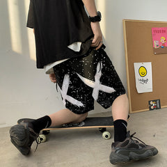 Techwear reflective stars men shorts