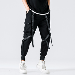 Three-dimensional Pocket Shell Buckle Streamer Overalls Jogger Pants