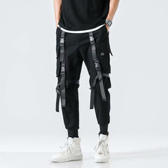 Three-dimensional Pocket Shell Buckle Streamer Overalls Jogger Pants
